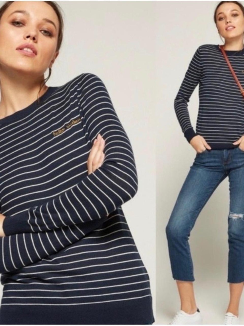 Banana Republic Silk Cashmere “Hello Weekend” Striped Crewneck Sweater | Small